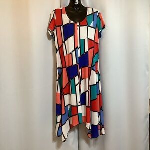 Red Coral Women’s Dress Size Large Colourblock Office Resort Wear